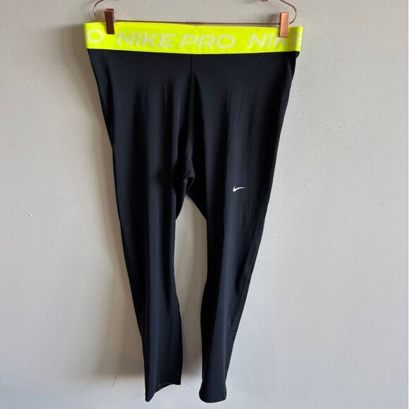Nike Pro Womens Mid Rise Tight Fit Full Length Leggings Black Size XL - Picture 9 of 9